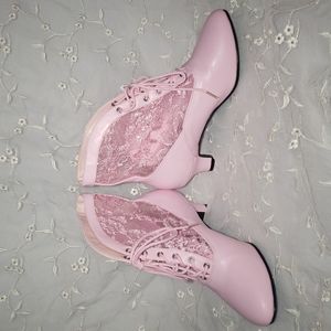 Funtasma pink Halloween fantasy heeled boot shoes with lace,women's size 8.